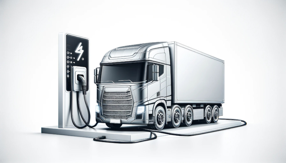 What is an E-Truck? an electric truck charging from a battery charger