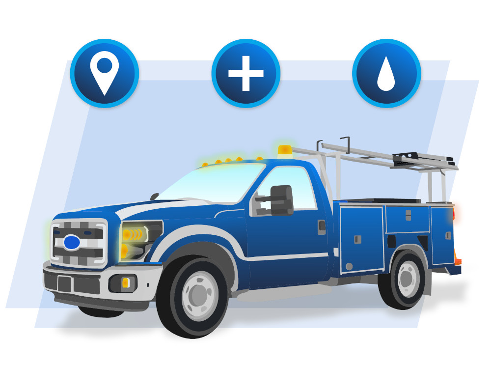 Driver Management Tips Blue service truck with equipment and lights, symbolizing effective driver management.