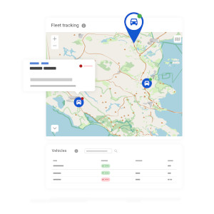 AutoPi Cloud Fleet Overview Small window showing the AutoPi cloud fleet overview with gps tracking