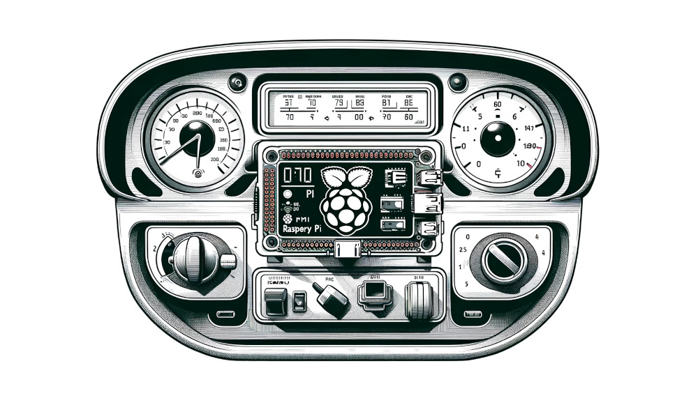 Raspberry Pi Car Computer Dashboard Raspberry Pi device integrated into a car's dashboard.