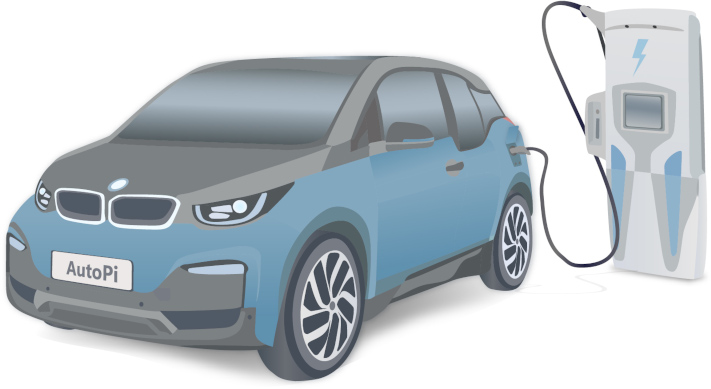Battery Electric Vehicle (BEV) BEV Vehicle charging up on battery