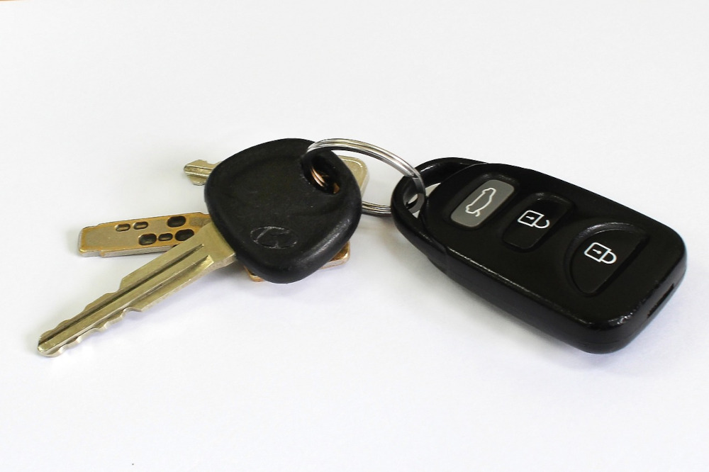 Car Key Fob Car keys with a key fob on the table